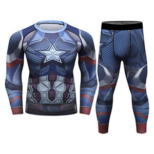 Ensemble de compression unisexe pour l'entraînement, streetwear d'hiver, respirant, séchage rapide, 100% polyester, 2 pièces - Product Image 1