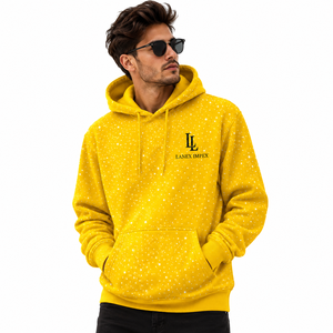 Sweat à capuche jaune pour homme avec strass, logo personnalisé, streetwear, molletonné, manches longues, décontracté, mode hiver - Product Image 1