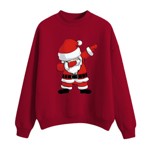Sweat-shirt de Noël rouge pour homme, col rond, imprimé avec un chapeau de Père Noël et un verre à vin - Product Image 5