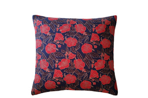 Housse de coussin en coton imprimée à la main avec passepoil, 100 % coton, rose pastèque, pour canapé, lit et décoration intérieure - Product Image 2