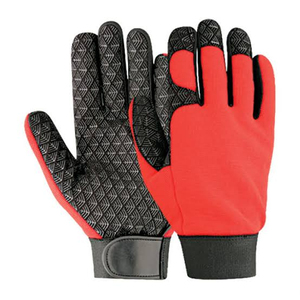 Gants de sécurité pour mécaniciens en cuir synthétique souple, antidérapants, unisexes, avec fermeture à cordon, couleur personnalisée, tissu pour usage extérieur, rouge et noir - Product Image 1