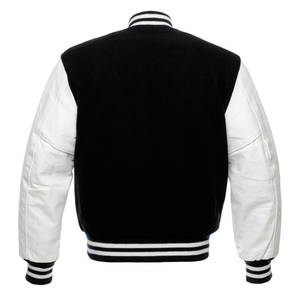 New Custom Leather Sleeves Zipper Closure Varsity Jackets Adult Size Wholesale Streetwear <b>Men</b> Outdoor <b>Men's</b> <b>Navy</b> Blue Varsity - Product Image 4