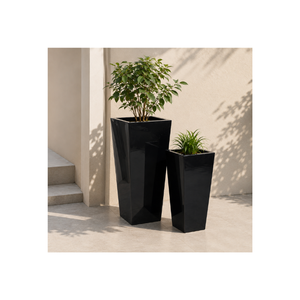 Pot de fleurs carré haut en fibre de verre rouge mat décoratif, léger et moderne, pour hôtel, jardin et aménagement paysager - Product Image 1