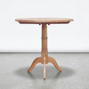 Table ronde d'extérieur en teck, base en bois massif, mobilier de patio durable, finition naturelle - Product Image 2