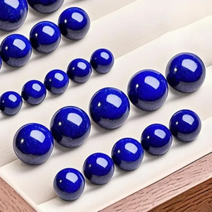 Perles rondes en lapis-lazuli de haute qualité naturelles de 4 mm pour la fabrication de bijoux, couleur bleue, marque Afghanistan Abbott, modèle LLAM002 - Product Image 1
