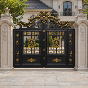 Portail de Villa Ornemental Noir et Or de Luxe, Arche Royale, Porte d'Entrée Principale, Portail de Sécurité, Design Métallique Décoratif pour la Maison - Product Image 3