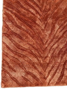 Alfombra de Seda Ondulada Color Naranja Quemado – Alfombra de Lujo Hecha a Mano - Product Image 4