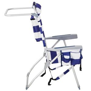 Sedia da Spiaggia Blu a Righe con Capacità 100kg, 63*70*99cm, in Tessuto Oxford Rinforzato, Tubo in Alluminio Argento-Bianco, Portata 100kg - Product Image 2