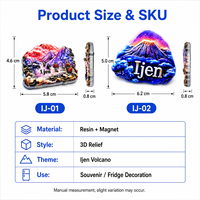 Souvenir de voyage d'Indonésie Ijen Magnétique de réfrigérateur en relief 3D