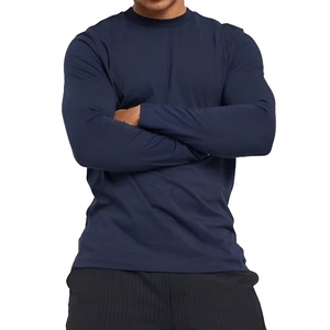 T-shirt de performance à manches longues bleu pour homme, séchage rapide, respirant, athlétique, entraînement, course à pied, sport, léger - Product Image 4