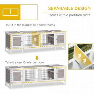 Conigliera bianca per interni con vassoio estraibile divisa in gabbia per coniglietti e mobili per animali domestici per la casa delle cavia - Product Image 6