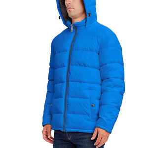 Veste matelassée à capuche bleue pour homme, coupe-vent, manteau d'hiver avec fermeture éclair, style décontracté, coupe régulière, rembourrage en polyester - Product Image 6