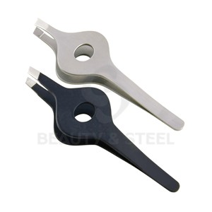 Pinzas Profesionales para Cejas con Punta Inclinada y Agarre Único para el Dedo en Color Rosa Vibrante - Product Image 3
