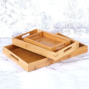 Eco-Friendly Wooden Serving <b>Tray</b> with Handles Rectangular Wooden Food <b>Tray</b> for Coffee Table <b>Breakfast</b> Tea Dinner Party Decor - Product Image 3