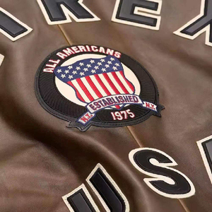 <b>Top</b> Quality Embroidery Street Wear <b>Leather</b> Avirex Jacket Custom Cowhide Genuine <b>Leather</b> Men's Avirex Jackets for Winter - Product Image 6