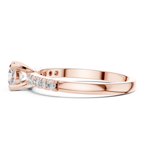 Bague en or rose à motif chevron ouvert avec diamants pour femme, bijoux minimalistes en moissanite, cadeau de mariage - Product Image 1