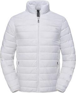 Veste matelassée blanche pour homme, col montant, fermeture éclair, coupe-vent, hiver, décontractée, rembourrage en polyester, coupe régulière - Product Image 3