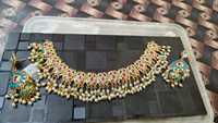 Parure de bijoux vintage ethnique en cuivre plaqué, forme cœur, avec cristaux, strass et perles d'imitation, collier de mariage pour femme