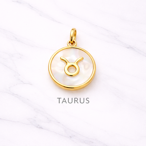 Collar con Colgante del Signo Zodiacal Tauro Chapado en Oro de 24k, con Madreperla, Amuleto del Horóscopo, Joyería Minimalista de Astrología, Regalo - Product Image 1