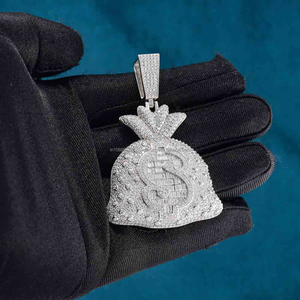 Probador de diamantes de alta calidad, bolsa de dinero de Plata de Ley 925, colgante de moissanita personalizado de Hip Hop - Product Image 2