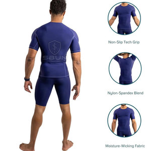 Camiseta Deportiva de Compresión Slim para Hombre, Ropa Deportiva de Alto Rendimiento, Cuello Redondo, Color Azul Sólido, Transpirable y de Secado Rápido - Product Image 2