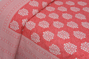 Sábana Plana de Algodón Estampada de Jaipur con Diseño Floral Rojo, Estilo Clásico para Todas las Estaciones, Uso Doméstico para Adultos, Lavable - Product Image 3