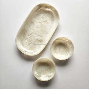 Plateau de service élégant en résine de corail à la mode plateau de bol en terre de qualité pour ensemble de vaisselle meilleur petit plateau de service de bol à salade - Product Image 2