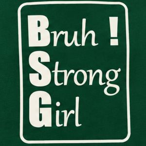 <b>Womens</b> Dark Forest Green <b>Sweatshirt</b> <b>White</b> Strong Girl Letter Print Oversized Crew Neck Long Sleeve Casual Streetwear Pullover - Product Image 5