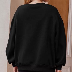 Dear-Lover Logo personnalisé OEM ODM épaule tombante haute qualité plaine vierge solide O cou haut bas ourlet pull Vintage sweat - Product Image 2