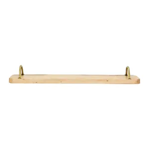 Wooden Decorative Tray With Brass Handles Rustic Rectangle Serving Platter ZE-3224C - Product Image 2