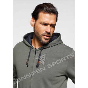 Sudaderas con Cremallera Personalizadas para Hombre, 100% Algodón, Tejido Sólido, Transpirable, de Secado Rápido, Talla Grande, Unisex - Product Image 4