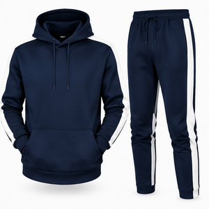 <b>Men's</b> Black Red Hooded Tracksuit Set Full Sleeve Solid Color Sporty Casual Breathable Quick Dry Cotton Streetwear Lightweight - Product Image 5