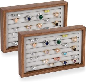 Wooden Ring Organiser Tray Jewelry <b>Display</b> <b>Case</b> for Ring Storage and Showcase - Product Image 2