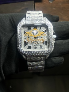 Reloj de Pulsera de Acero Inoxidable con Esfera Cuadrada y Moissanita, Incrustaciones de Cristal, Reloj de Vestir de Lujo para Hombre, Diseño Personalizado - Product Image 1