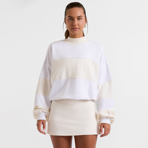 Custom Logo Turtleneck Winter Autumn Short Mid Weight 100%Cotton Oversize Sweatshirt for Women <b>Drop</b> Shoulder OEM High Neck Sweat - Product Image 6