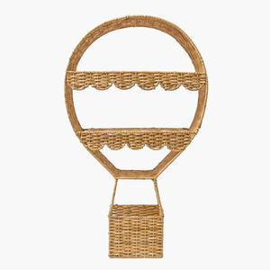 ของตกแต่งผนังรูปบอลลูนลมร้อนทำจากหวาย งานแฮนด์เมด ของตกแต่งห้องเด็ก วัสดุจากธรรมชาติ สไตล์โบโฮ ชั้นวางติดผนังสำหรับห้องเด็ก - Product Image 1