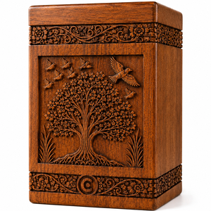Premium Handcrafted American Style Acacia Wood Cremation Urn for Adult Human Ashes 200 Cubic Inch Storage <b>Memorial</b> Urn - Product Image 4