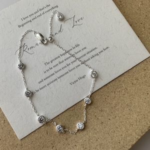 S925 Sterling Silver Korean Style Retro Niche Zircon <b>Beads</b> Chain & Link <b>Bracelet</b> Simple Personality Jewelry Gift - Product Image 1