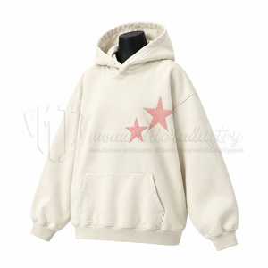 เสื้อฮู้ดผู้หญิงแบบสั่งทำพิเศษ ปักลายดาวสีชมพู ทรงโอเวอร์ไซส์ สวมใส่สบาย สไตล์สตรีทแวร์ ผ้าฟลีซ - Product Image 3