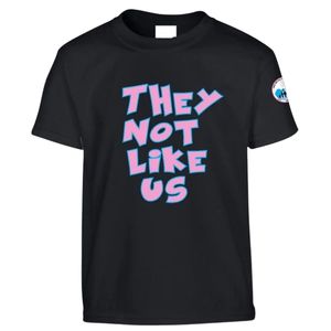Black Teen Short Sleeve Graphic T Shirt They Not Like Us Bold Pink Letter Print Crew Neck Casual Youth Everyday Fashion Tee - Product Image 1