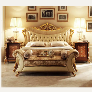 Juego de Muebles de Dormitorio de Lujo, Estilo Europeo Clásico, Cama Tapizada Personalizada, Estilo Real, Madera Sólida, para Apartamento - Product Image 1
