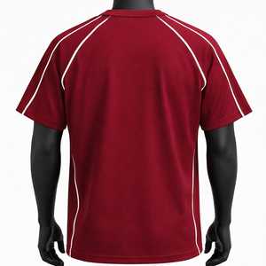 เสื้อยืดคอกลมแขนสั้นสีแดงสำหรับผู้ชาย ทรงปกติ ผ้าถัก สีพื้น โพลีเอสเตอร์ 100% แห้งเร็ว - Product Image 4