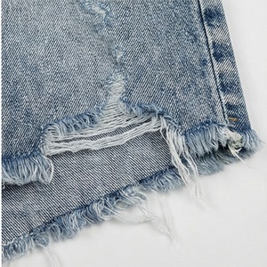 Jupe mini en jean taille haute pour femme, déchirée, boutonnée sur le devant, style crayon, décontractée, toutes saisons - Product Image 6