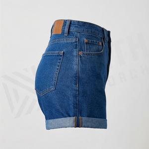 Shorts de Mezclilla para Mujer, Diseño Personalizado de Alta Calidad, Cintura Media, Corte Holgado Informal, Estilo Cargo con Bolsillos, a la Moda - Product Image 3