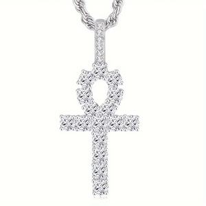 Collar con Colgante de Cruz Cristiana con Incrustaciones de Diamantes para Hombre y Mujer, Chapado en Oro de 14K, Plata de Ley, Regalo Hip Hop - Product Image 2