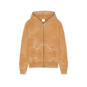 Sudadera con capucha de algodón grueso lavado a la piedra, con cremallera frontal completa, de felpa francesa, para hombre, con cremallera bidireccional, estilo casual. - Product Image 4
