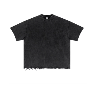 เสื้อยืดคอตตอนทรงโอเวอร์ไซส์แบบทำสีเอซิดวอชสำหรับผู้ชาย สไตล์สตรีทแวร์ แขนสั้น รับผลิตเสื้อยืดพร้อมโลโก้ตามสั่ง - Product Image 4