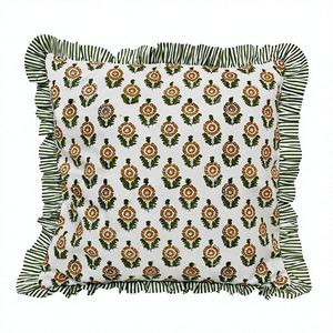 Vintage Style Floral Frill Cushion Cover Bohemian Colorful Trim <b>Pillow</b> Covers Block Print <b>Decorative</b> Indian Raffle Throw <b>Pillows</b> - Product Image 1