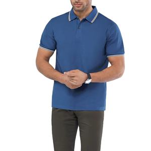 Polo homme à manches courtes, couleur unie, coupe classique, détail de bordure contrastée, 100% coton, col polo, confortable - Product Image 1