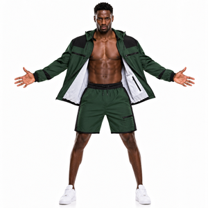 Ensemble veste coupe-vent et short pour homme sur mesure, en nylon Ripstop, avec logo personnalisé, fabricant de survêtements de jogging - Product Image 4